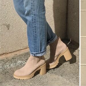Women's Tan Platform Boot Heels